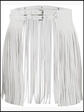 PU Leather Wide Tassel Waist Belt Adjustable Fringe Skirt Belt
